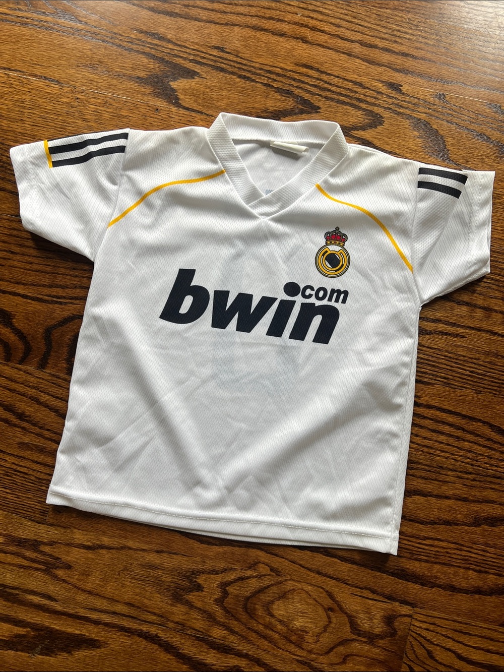 Kids White Soccer Jersey with Bwin Logo